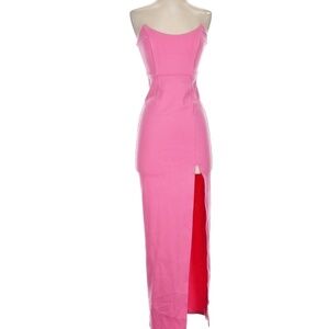 Pink strapless Likely dress with high slit